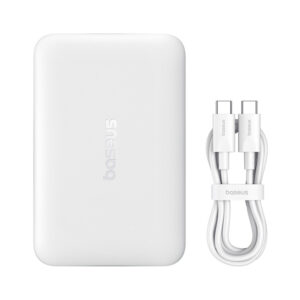 Baseus EnerFill FM11 Ultra-Mini 10000mAh 22.5W MagSafe Compatible Power Bank with Baseus Simple USB-C 20V/3A 30cm Cable - White - Image 2
