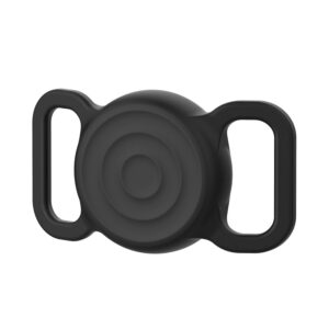 Dėklas skirtas AirTag silikoninis atsparus vandeniui skirtas augintiniui dėti ant antkkalio juodos spalvos