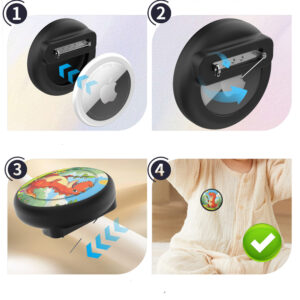 Dėkliukas ženkliukas skirtas AirTag - juodos spalvos su dinozauro vaizdu - Image 4