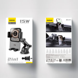 Dudao F19 clamp car holder with 15W inductive charger - juodos spalvos - Image 5