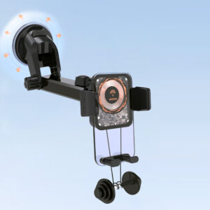 Dudao F19 clamp car holder with 15W inductive charger - juodos spalvos - Image 7