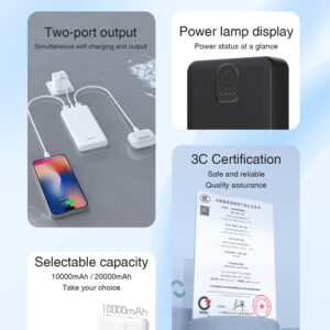 Powerbank Dudao K10 10000mAh 2.4A 2 x USB-A - baltos spalvos - Image 3