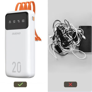 Dudao capacious powerbank with 3 built-in cables 20000mAh USB Type C + micro USB + Lightning baltos spalvos (Dudao K6Pro +) - Image 4