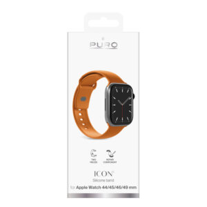 Puro Icon Silicone Strap for Apple Watch 44 / 45 / 46 / 49 mm - Orange - Image 3