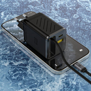 Dudao A67EU GaN 67W laidinis įkroviklis su Built-in Retractable USB-C Power Delivery Quick Charge Cable - juodos spalvos - Image 7