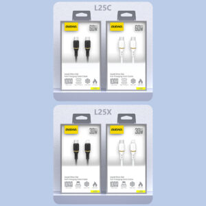 Dudao L25C USB-C - USB-C silikoninis kabelis 60W 1m - baltos spalvos - Image 8