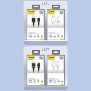 Dudao L25T USB-A - USB-C silikoninis kabelis 5A 1m - baltos spalvos - Image 8