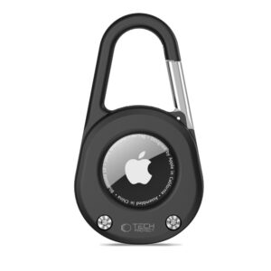 Tech-Protect Slidelock Carabiner Keychain dėklas skirtas Apple AirTag 1/2 - juodos spalvos