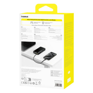 Powerbank Baseus Bipow 2 20000mah 20W su ekranėliu ir įmontuotu kabeliu USB-C - juodos spalvos - Image 7