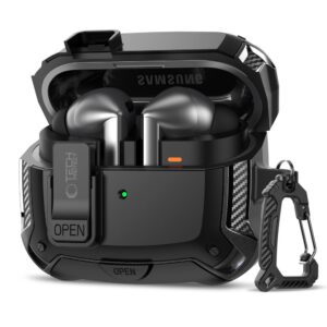 Tech-Protect Silicone Hook dėklas skirtas Samsung Galaxy Buds 3 / 3 FE / 3 Pro - juodos spalvos