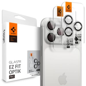 Spigen Optik Pro GLAS.TR ”EZ FIT” kameros apsauga 2-pack skirtas Apple iPhone 16 Pro / Max / 17 Pro / Max - Silver