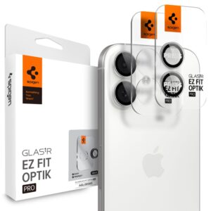 Spigen Optik Pro GLAS.TR ”EZ FIT” kameros apsauga 2-pack skirtas Apple iPhone 16 / 16 Plus / 17 - Silver