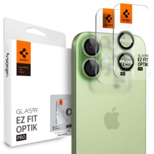 Spigen Optik Pro GLAS.TR ”EZ FIT” kameros apsauga 2-pack skirtas Apple iPhone 16 / 16 Plus / 17 - Green