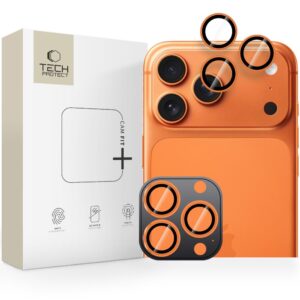 Tech-Protect Camring Fit+ kameros apsauga skirtas Apple iPhone 14 Pro / Max / 15 Pro / Max / 16 Pro / Max / 17 Pro / Max - Orange