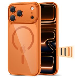 Tech-Protect Magpeak Magsafe CC dėklas skirtas Apple iPhone 17 Pro - skaidrus oranžinės spalvos