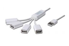 DIGITUS USB 2.0 Cable Hub, 4-Port, 4x USB A/F, 1x USB A male, self powered, DA-70216, 4016032284062