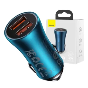 Baseus Golden Contactor Max car charger, 2x USB, 60W blue
