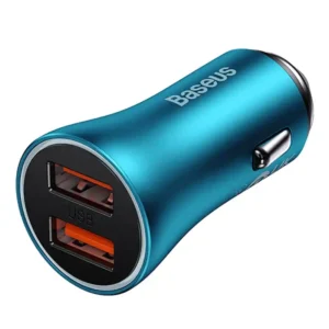 Baseus Golden Contactor Max car charger, 2x USB, 60W blue - Image 3