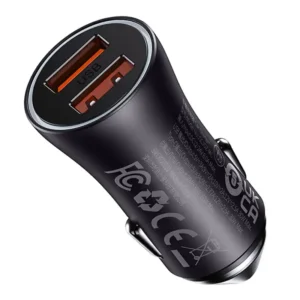 Baseus Golden Contactor Max car charger, 2x USB, 60W pilkos spalvos