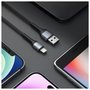 Kabelis 3MK Hyper Cable N-SERIES USB-A į Lightning 1m 5V/2.4A 12W juodos spalvos - Image 3