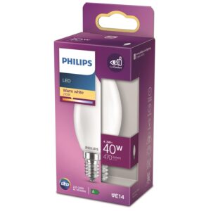 LED lemputė Philips B35, 4.3W, E14, 2700K, 470lm, matinė - Image 2