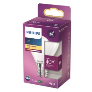 LED lemputė Philips P45, 4.3W, E14, 2700K, 470lm, matinė - Image 2