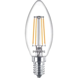 LED lempa Philips Fil, B35, 4.3W, E14, 2700K, 470lm, skaidri