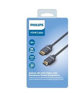 Laidas PHILIPS HDMI M, HDMI M, 1.5m, pilkas SWV5610G/00 - Image 2