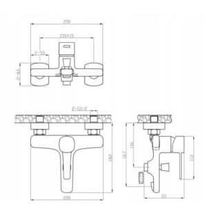 Vonios maišytuvas Invena Invena, juodas/chromo - Image 2
