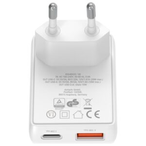Laidinis įkroviklis 4smarts FlatPlug Duos 20W GaN USB-C + USB-A baltos spalvos - Image 4