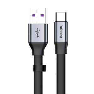 Baseus Simple flat cable USB cable / USB Type C SuperCharge 5A 40W Quick Charge 3.0 QC 3.0 23cm pilkos spalvos (CATMBJ-BG1)