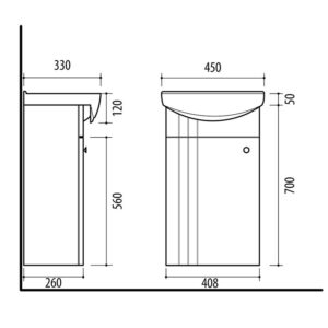 Vonios spintelė su praustuve RIVA SA44, 26×40,8×70 cm, balta - Image 2