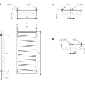 Rankšluosčių džiovintuvas Terma Zigzag, 83.5 x 50 cm - Image 2