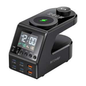 Blitzwolf BW-FW10 alarm clock with charger 2xUSB-A, 4xUSB-C, 240W - Image 1