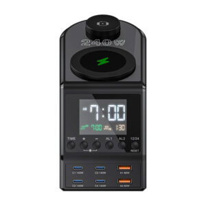 Blitzwolf BW-FW10 alarm clock with charger 2xUSB-A, 4xUSB-C, 240W - Image 2