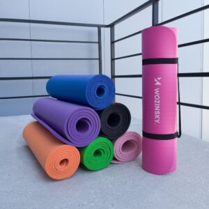 Wozinsky exercise mat 181 x 63 x 0.9 cm thick gymnastic yoga mat blue - Image 6
