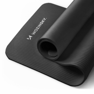 Wozinsky exercise mat 181 x 63 x 0.9 cm thick gymnastic yoga mat black