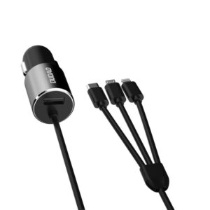 Dudao 3in1 USB car charger 3,4 A built-in cable Lightning / USB Type C / micro USB juodos spalvos (R5ProN juodos spalvos) - Image 9