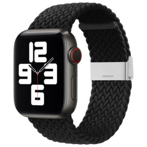 Braided Fabric apyrankė Bracelet Strap Fabric Band skirta Apple Watch 38 / 40 / 41 mm - juodos spalvos