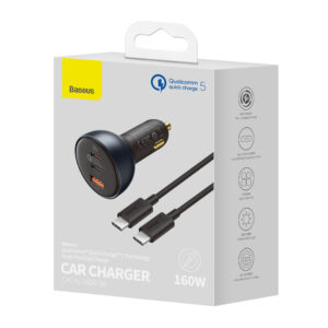 Baseus TZCCZM-0G USB-A / USB-C car charger 160W PPS / QC 5 / PD - pilkos spalvos - Image 5