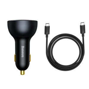 Baseus TZCCZM-0G USB-A / USB-C car charger 160W PPS / QC 5 / PD - pilkos spalvos - Image 4