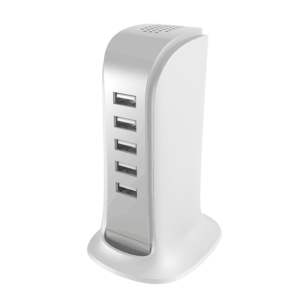 Dudao 5x USB charger with built-in EU power cable baltos spalvos (A5EU) - Image 2