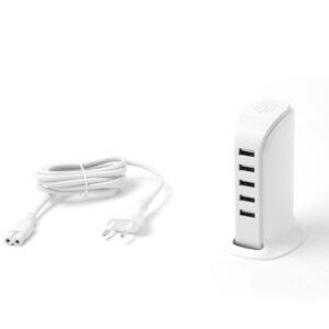 Dudao 5x USB charger with built-in EU power cable baltos spalvos (A5EU) - Image 4