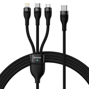Baseus Flash Series II cable USB Type C - USB Type C / Lightning / micro USB 100 W 1.5 m juodos spalvos (CASS030201) - Image 1