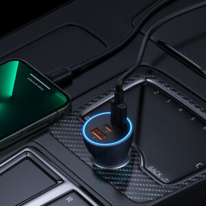 Baseus Golden Contactor Pro car charger USB-A + 2x USB-C 65W dark pilkos spalvos (CGJP010013) - Image 9