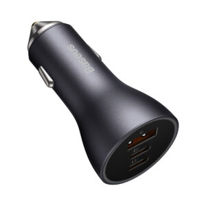 Baseus Golden Contactor Pro car charger USB-A + 2x USB-C 65W dark pilkos spalvos (CGJP010013) - Image 3