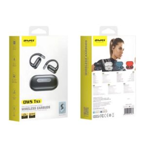AWEI Bluetooth 5.4 ausinės OWS T93+ docking station juodos spalvos - Image 3