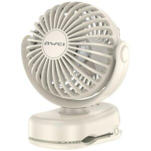 Mini desk fan AWEI F45 with clip 1200mAh baltos spalvos - Image 1