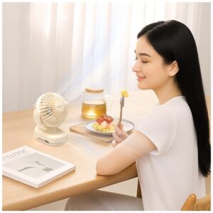 Mini desk fan AWEI F45 with clip 1200mAh baltos spalvos - Image 5