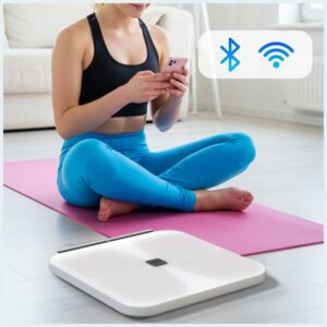 AWEI SS1 multifunkcinės kūno svarstyklės Bluetooth 5.0 500mAh baltos spalvos - Image 4